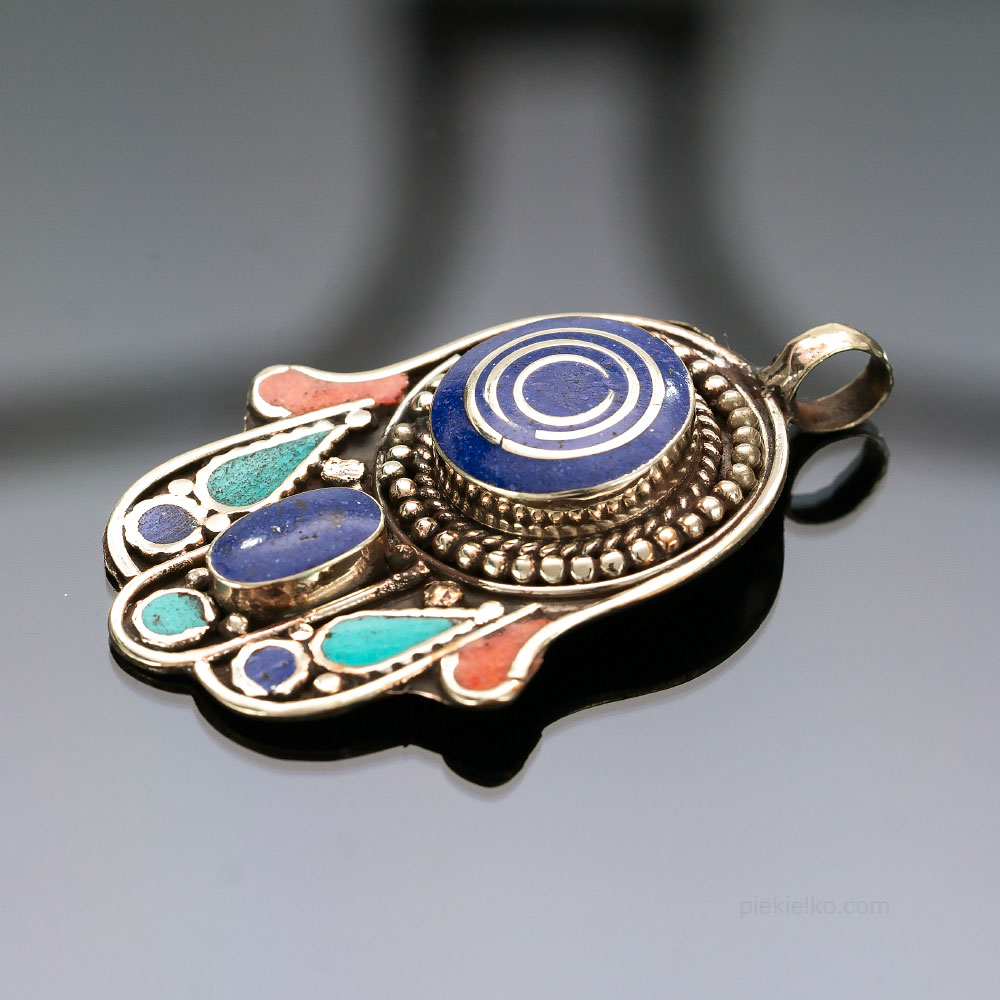 Zawieszka hamsa z tybetańskiego srebra - piekielko.com