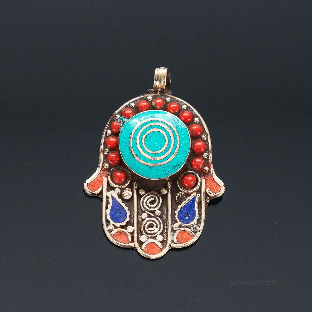 Tybetańska zawieszka Amulet HAMSA - piekielko.com