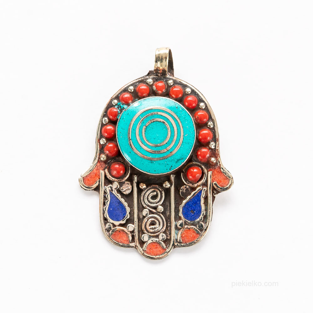 Tybetańska zawieszka Amulet HAMSA - piekielko.com