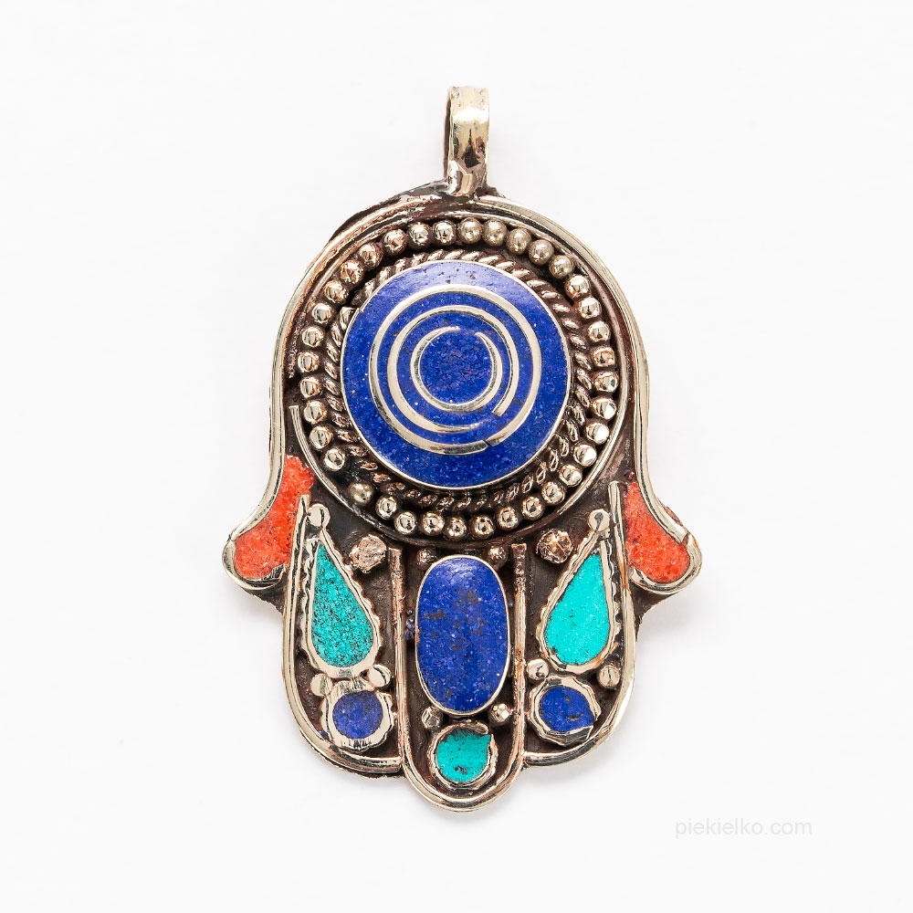 Zawieszka hamsa z tybetańskiego srebra - piekielko.com