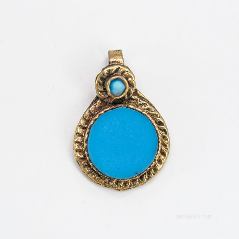 Small blue brass pendant - piekielko.com
