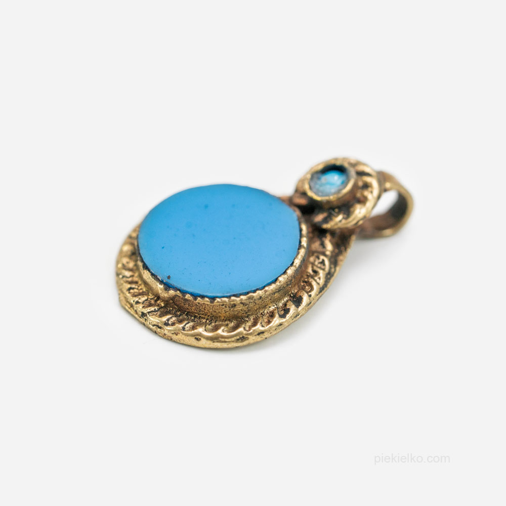 Small blue brass pendant - piekielko.com