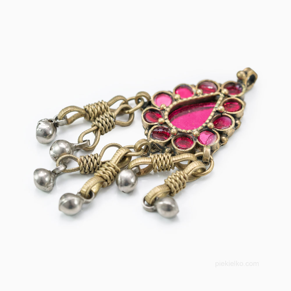 Tribal pendant with pink glass - piekielko.com