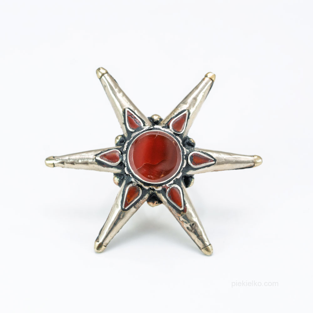 Kuchi tribe ring with carnelian - piekielko.com