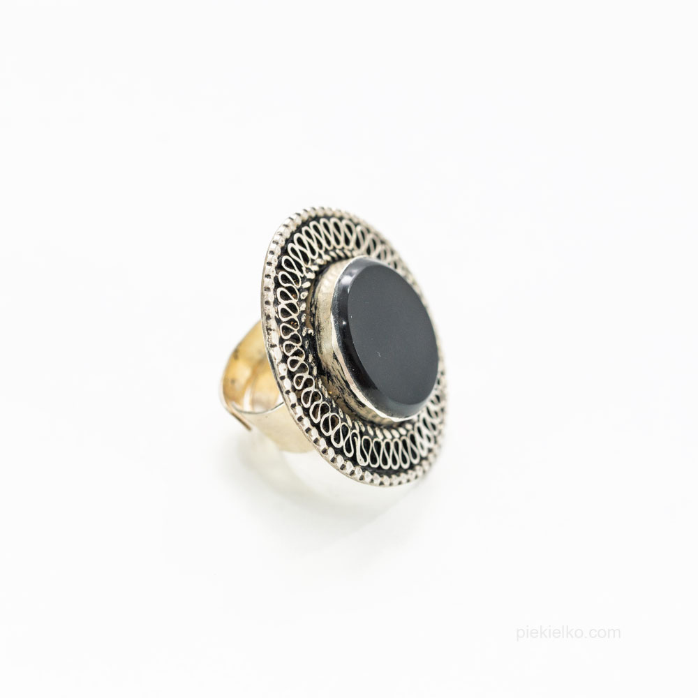 Ring with black agate - piekielko.com