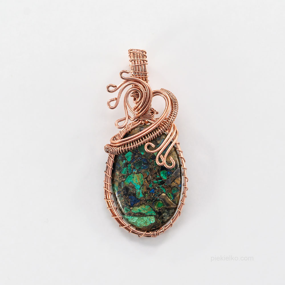chryzokola z malachitem wire wrapping - piekielko.com