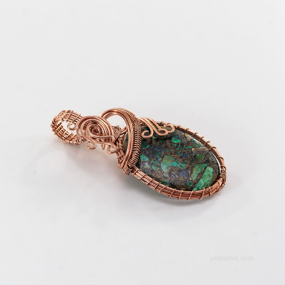 chryzokola z malachitem wire wrapping - piekielko.com