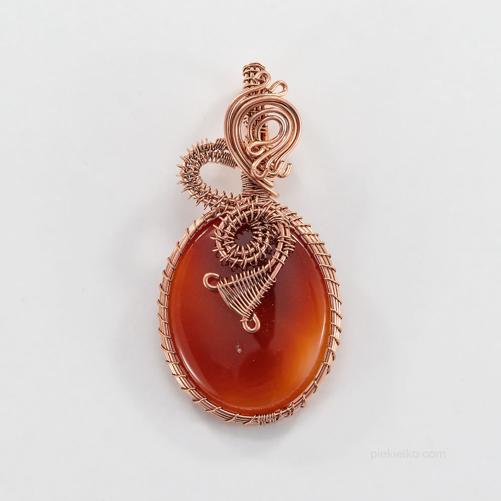 Karneol - zawieszka wire wrapping - piekielko.com