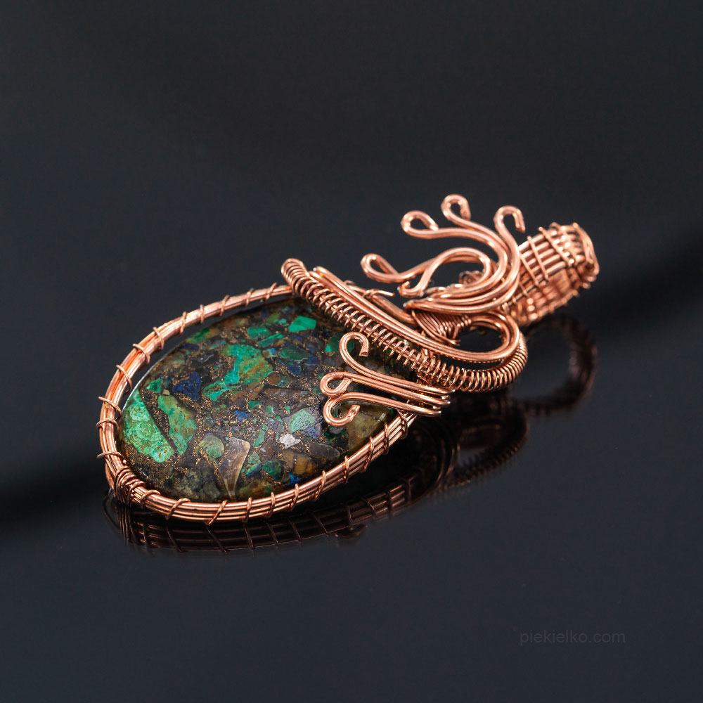chryzokola z malachitem wire wrapping - piekielko.com