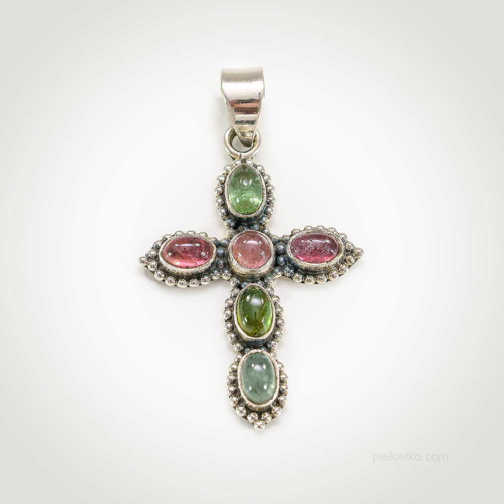 Silver Pendant with Tourmalines - piekielko.com