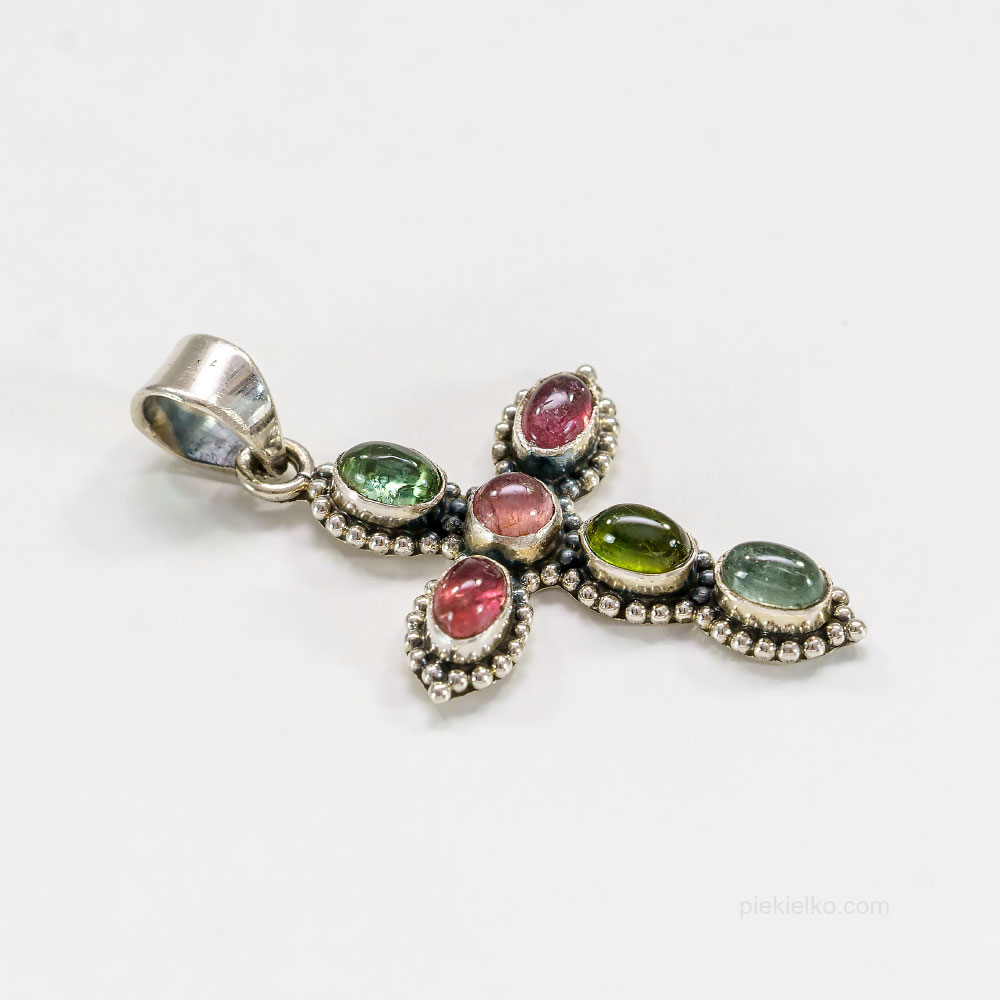 Silver Pendant with Tourmalines - piekielko.com