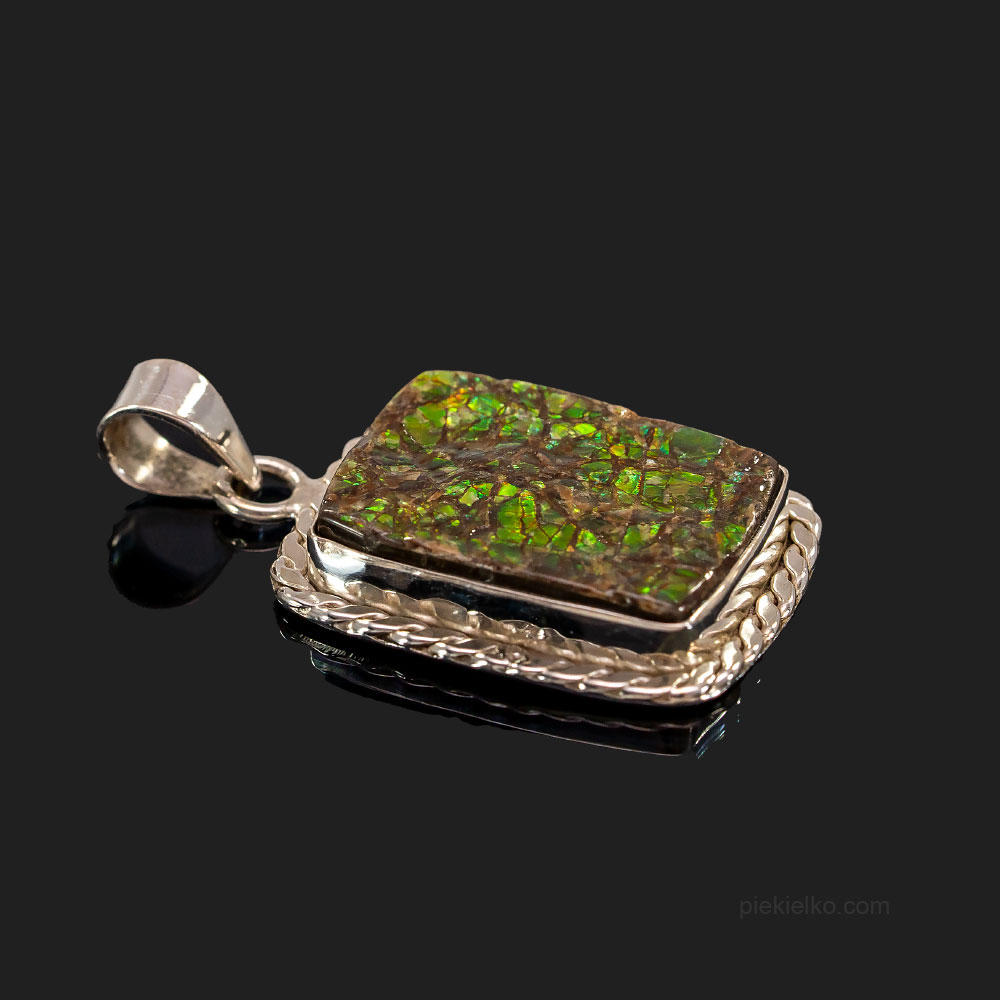 Silver Pendant with Ammolite - piekielko.com