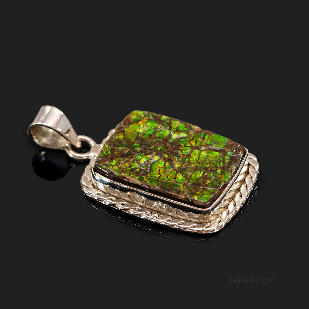 Silver Pendant with Ammolite - piekielko.com