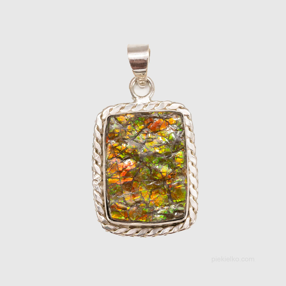 Silver Pendant with Ammolite - piekielko.com
