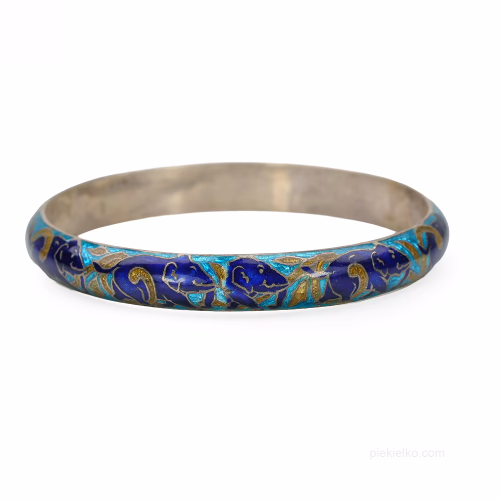 Granatowo-błękitna srebrna bransoletka Multan