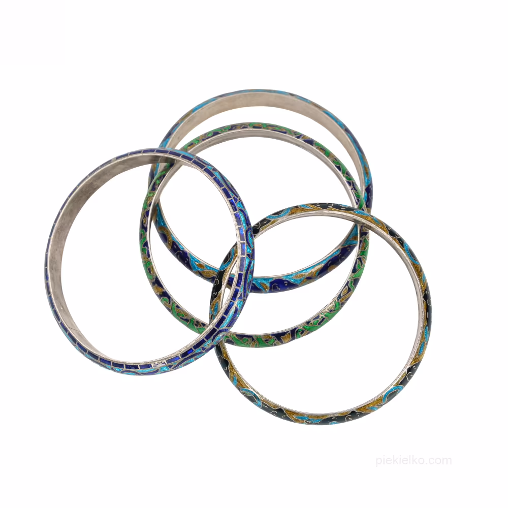 Granatowo-błękitna srebrna bransoletka Multan