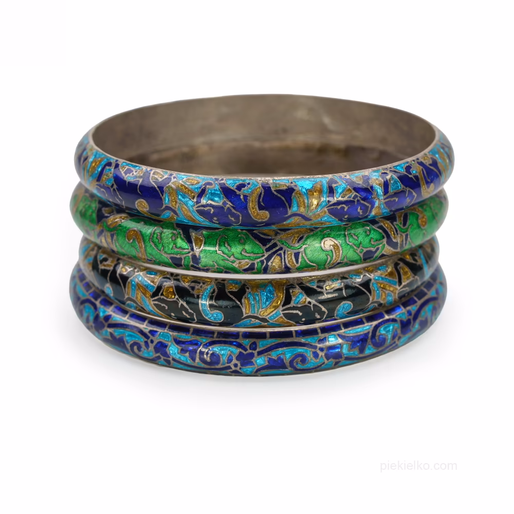 Granatowo-błękitna srebrna bransoletka Multan