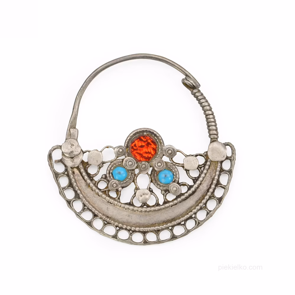 Plemienne zabytkowe kolczyki z turkusem