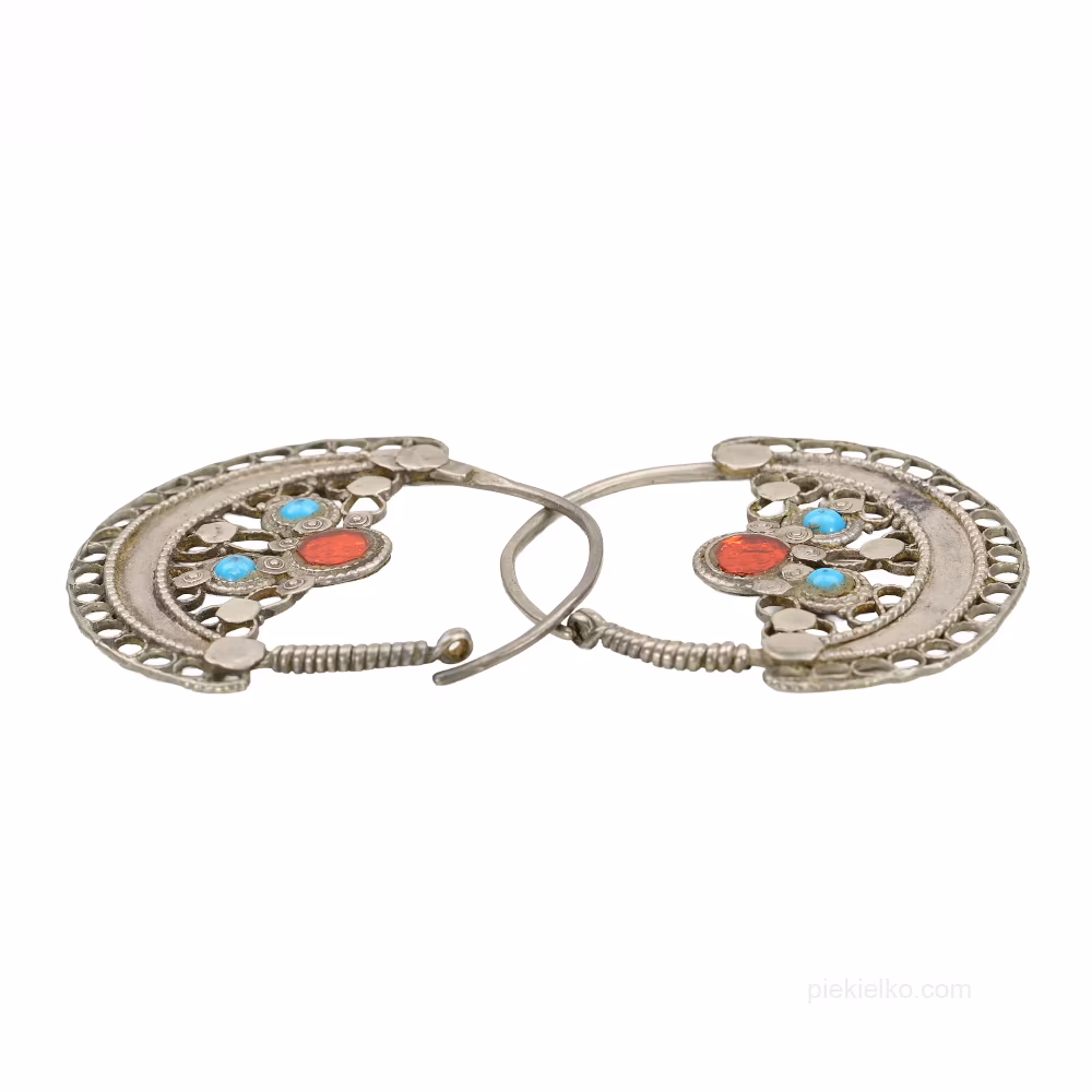 Plemienne zabytkowe kolczyki z turkusem