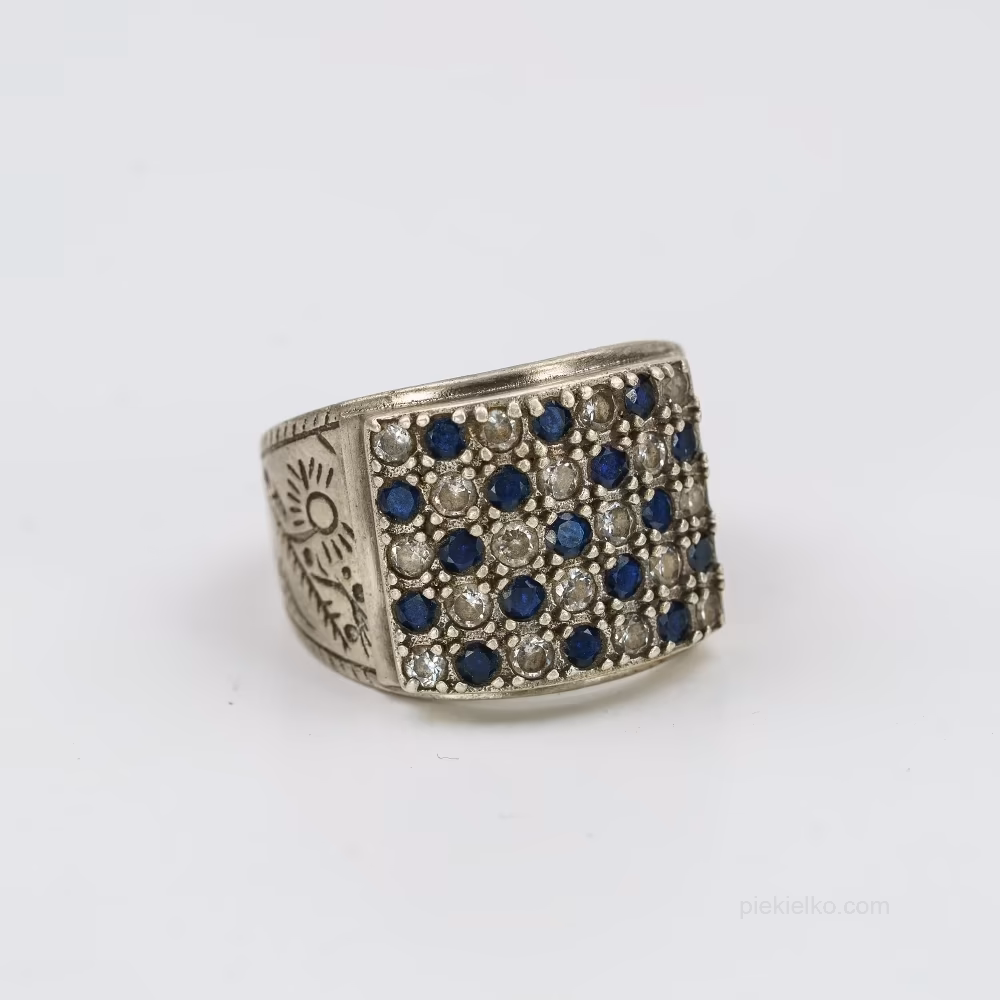 Navy blue pavé in a silver crown