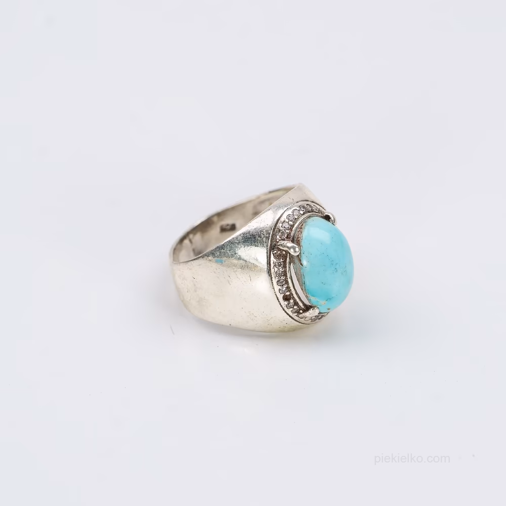 Minimalist Turquoise Signet Ring – Raw Silver, Pure Blue